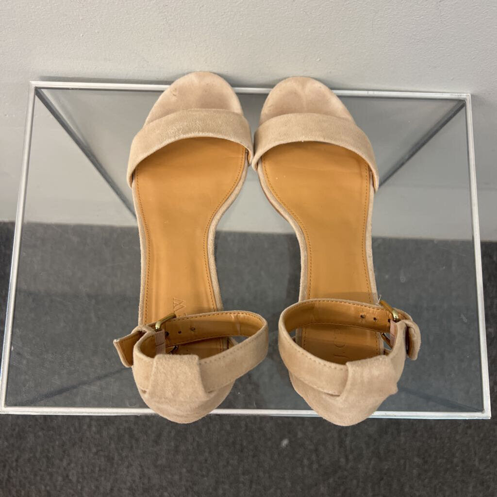 J Crew Beige Suede Ankle Strap Block Heels 8