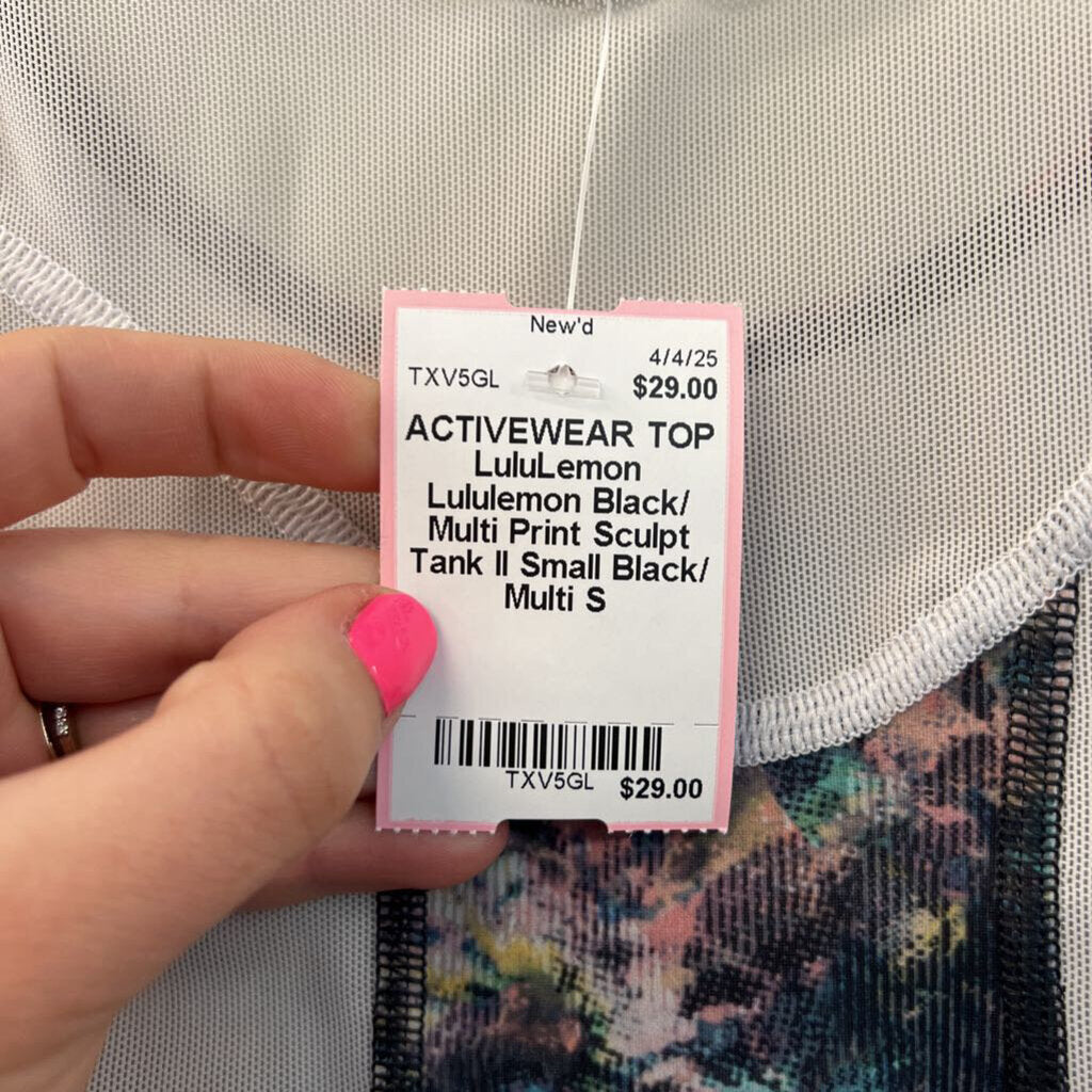 Lululemon Black/ Multi Print Sculpt Tank II Small