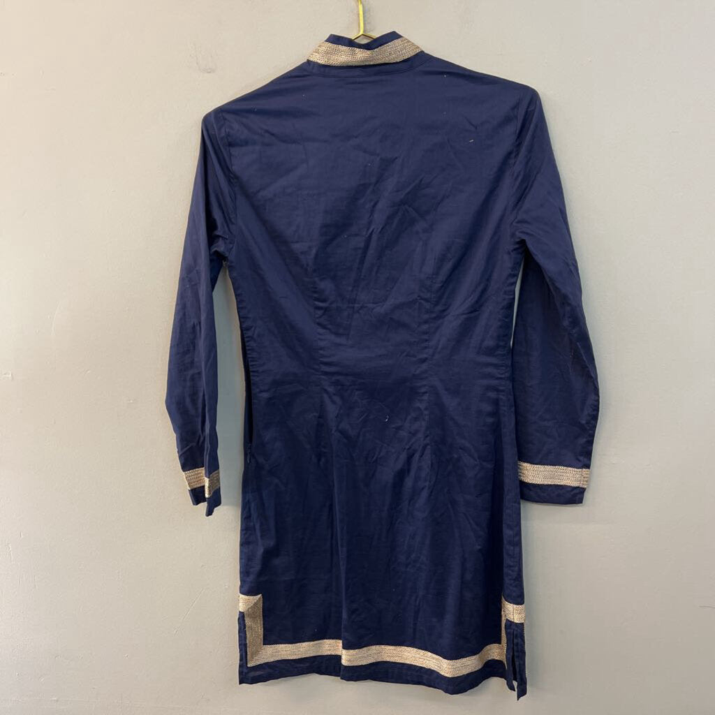 Sail to Sable Navy/ Gold Long Sleeve Dress XXS