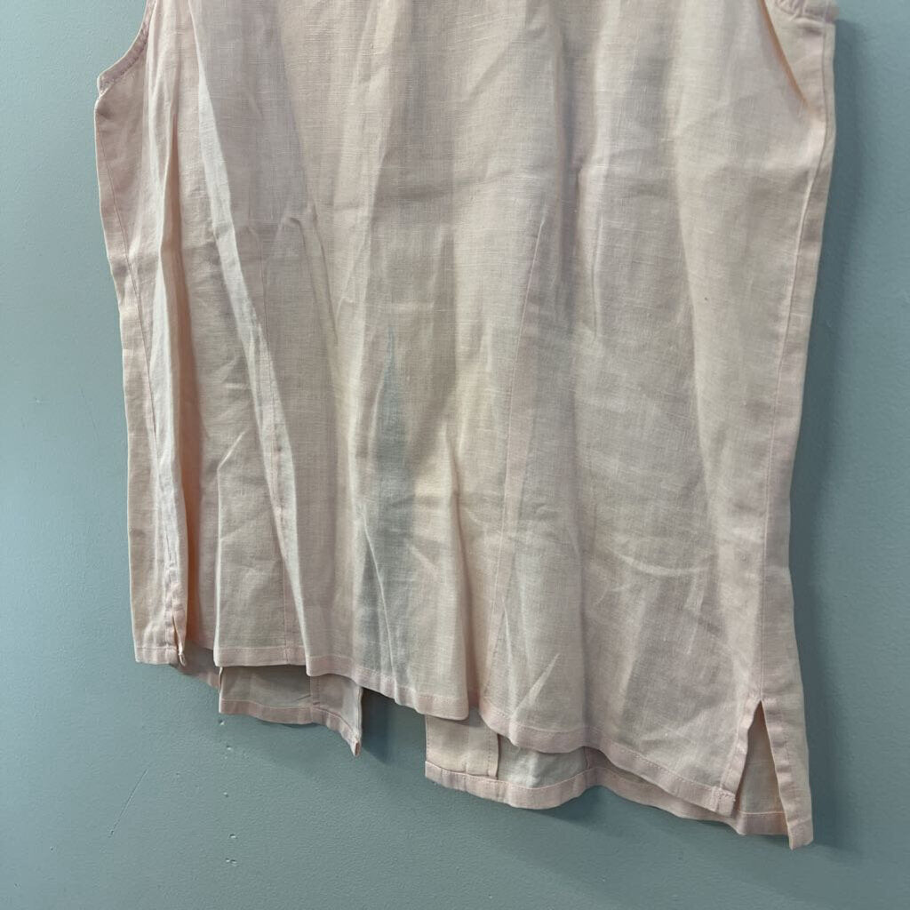 Vintage Telluride Pink 100% Linen Sleeveless Button Down Top 8