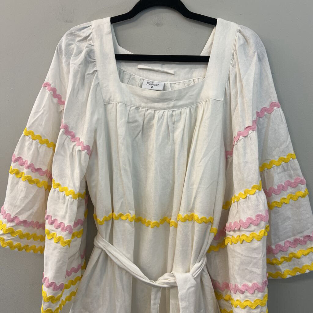 Lisa Marie Fernandez for Target White/ Multi Swirl Stripe Long Sleeve Dress Small