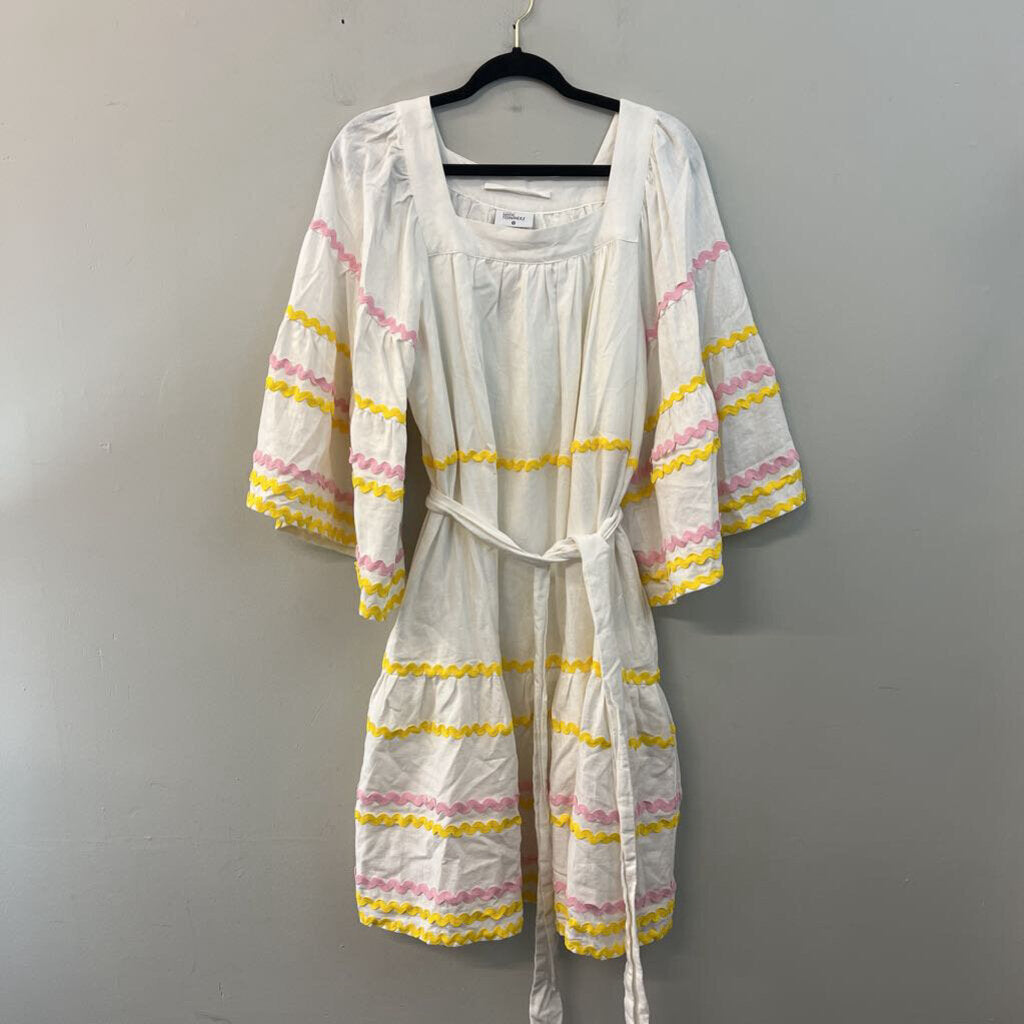 Lisa Marie Fernandez for Target White/ Multi Swirl Stripe Long Sleeve Dress Small