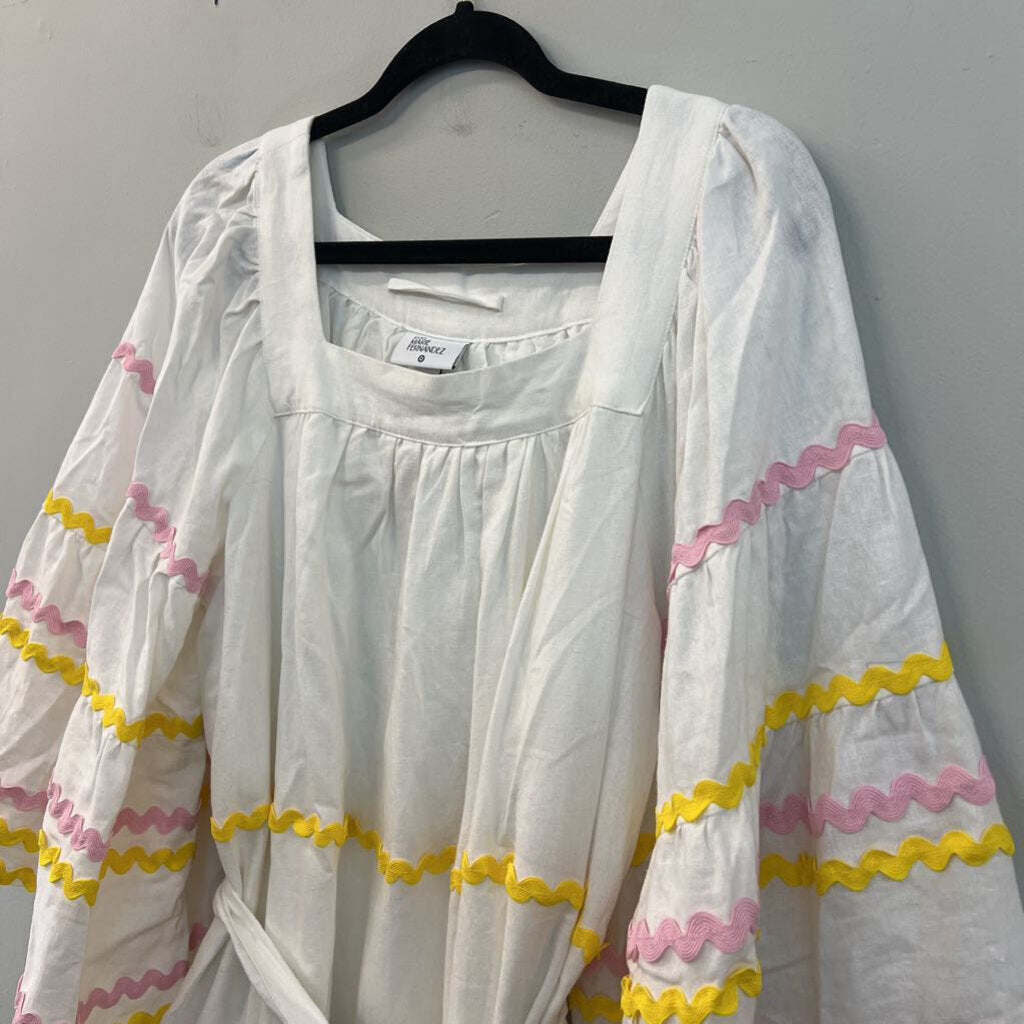 Lisa Marie Fernandez for Target White/ Multi Swirl Stripe Long Sleeve Dress Small