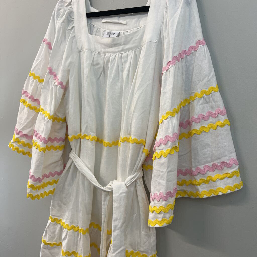 Lisa Marie Fernandez for Target White/ Multi Swirl Stripe Long Sleeve Dress Small