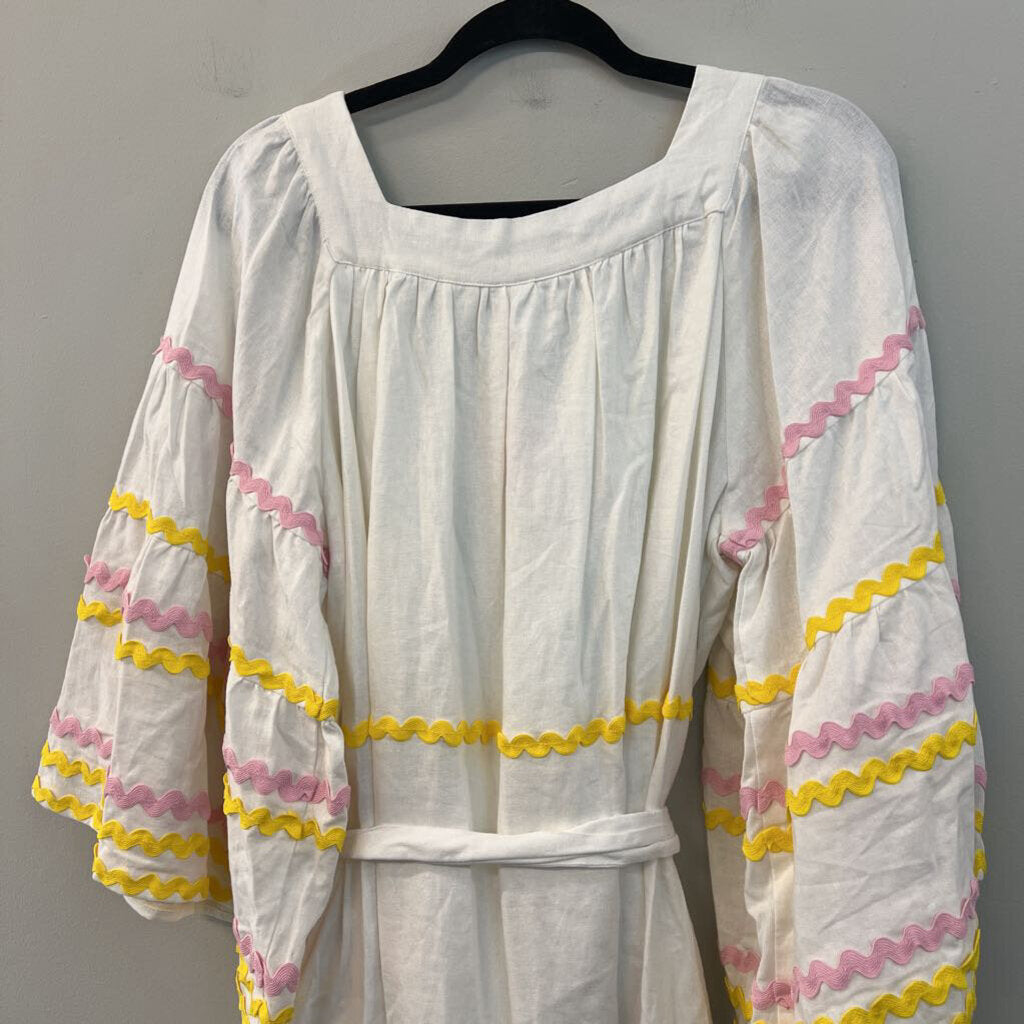Lisa Marie Fernandez for Target White/ Multi Swirl Stripe Long Sleeve Dress Small