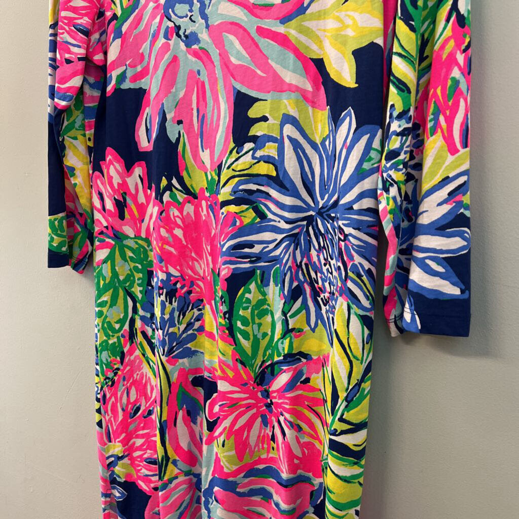 Lilly Pulitzer Navy/ Pink/ Multi Print Long Sleeve Dress Large