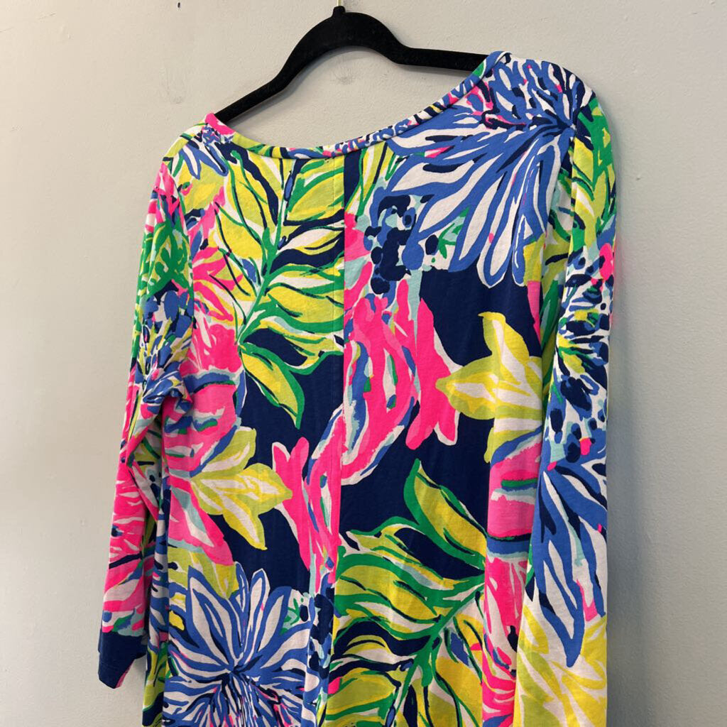 Lilly Pulitzer Navy/ Pink/ Multi Print Long Sleeve Dress Large