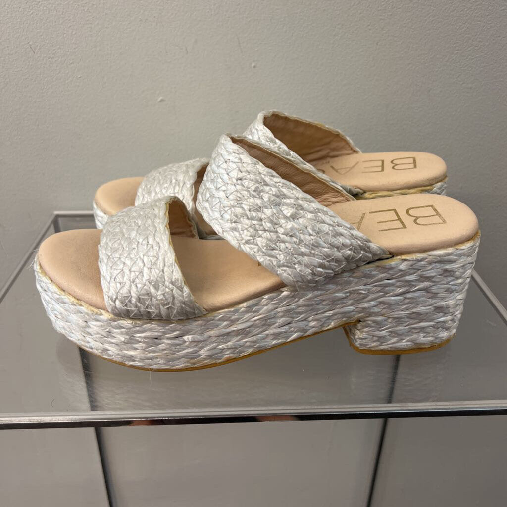 Beach by Matisse White Woven Platform Sandal Heels 10