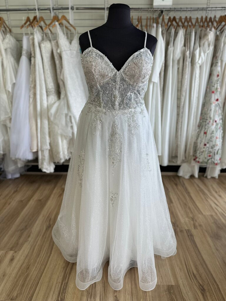 Stella Couture White Glitter Sparkle A Line Bridal Gown 20