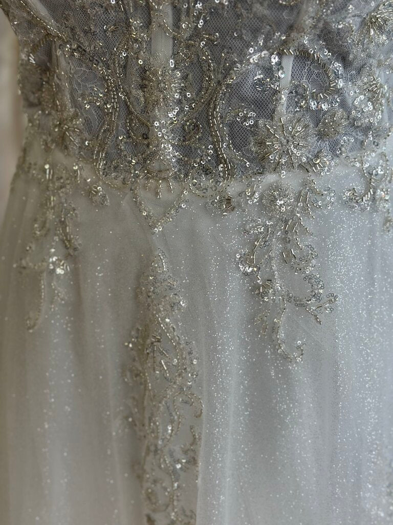 Stella Couture White Glitter Sparkle A Line Bridal Gown 20