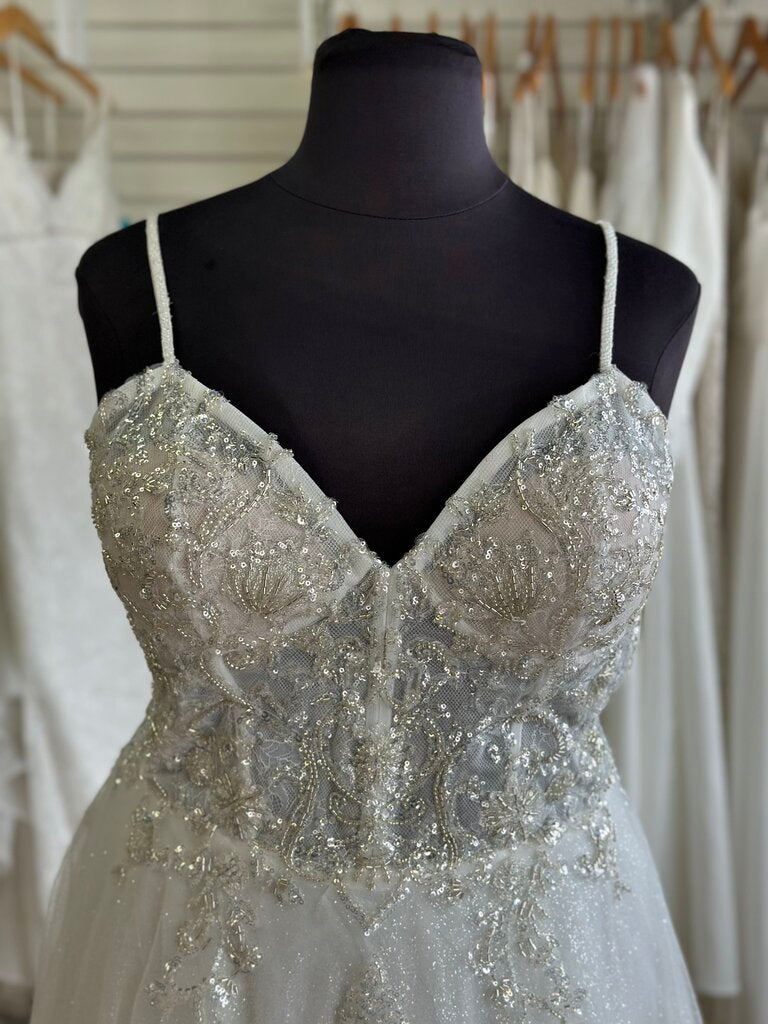 Stella Couture White Glitter Sparkle A Line Bridal Gown 20