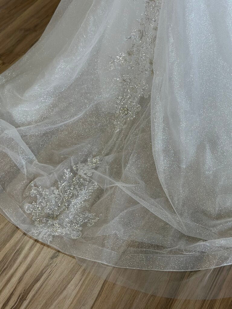 Stella Couture White Glitter Sparkle A Line Bridal Gown 20