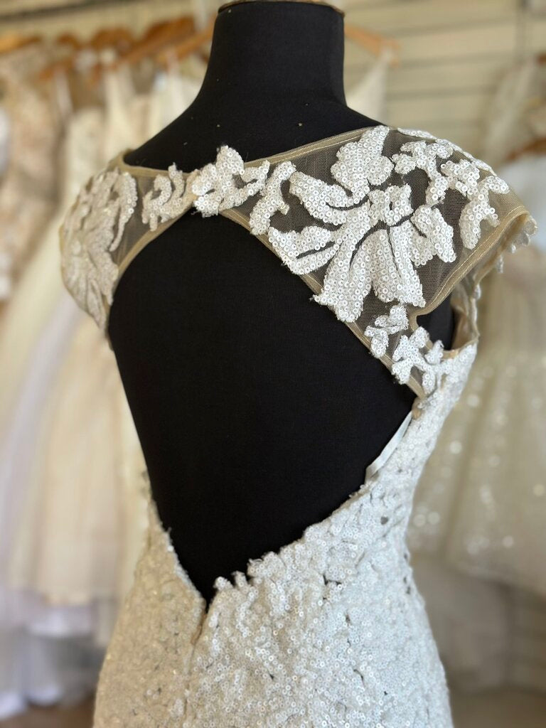 Jovani Ivory Sequin Fitted Bridal Gown 12