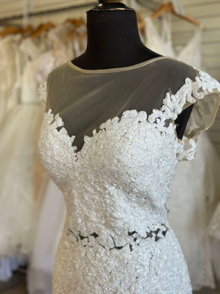 Jovani Ivory Sequin Fitted Bridal Gown 12