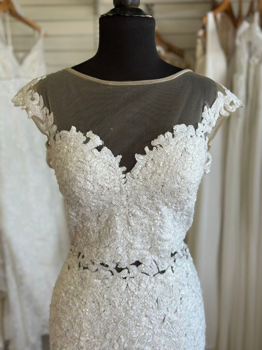 Jovani Ivory Sequin Fitted Bridal Gown 12
