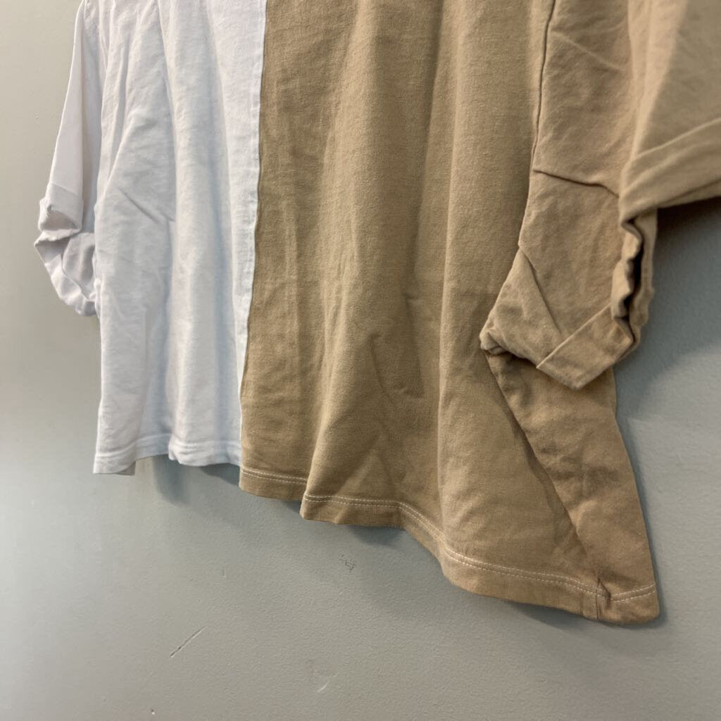 Love and Lazy Days White/ Brown Short Sleeve Cropped Speedway Graphic Tee Small
