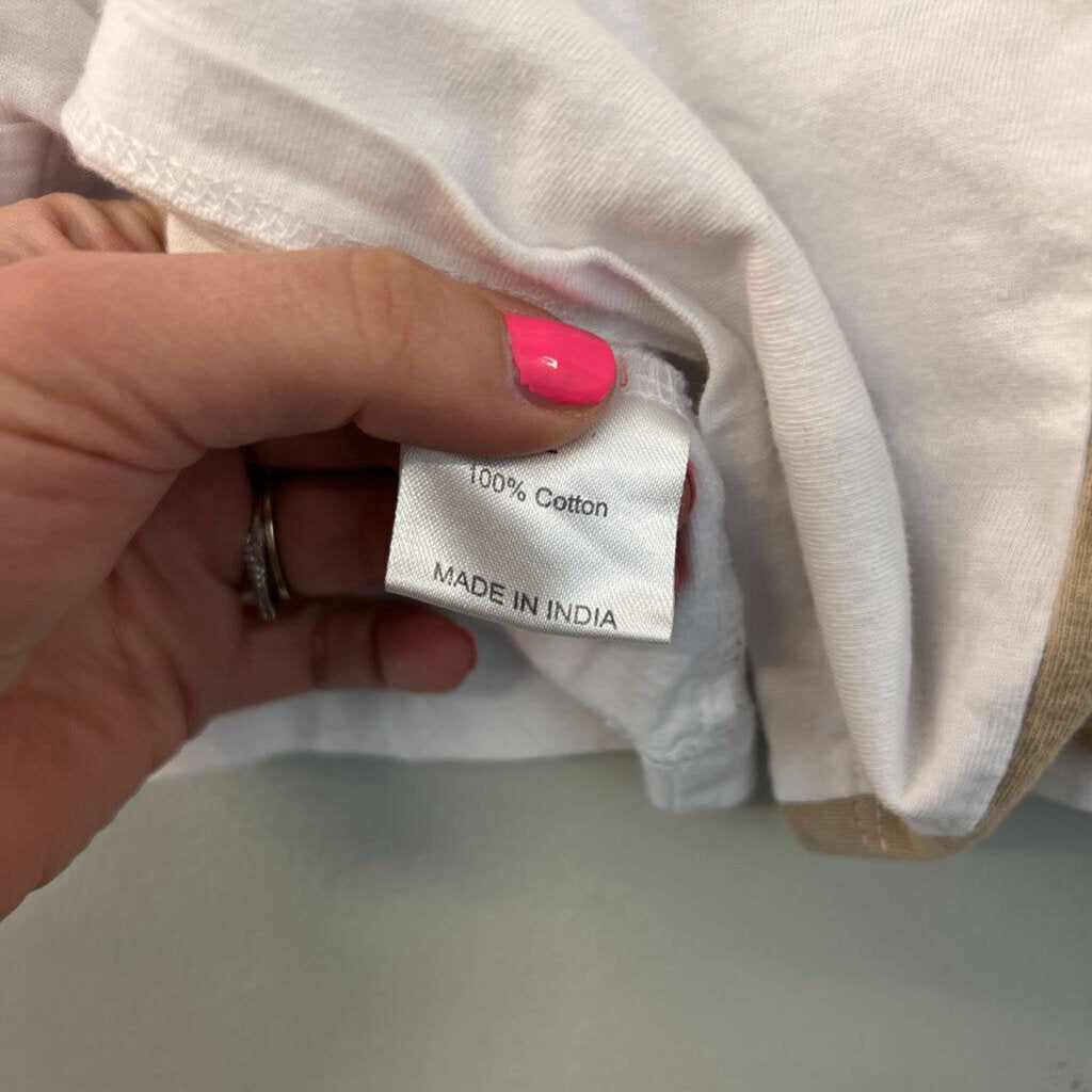 Love and Lazy Days White/ Brown Short Sleeve Cropped Speedway Graphic Tee Small