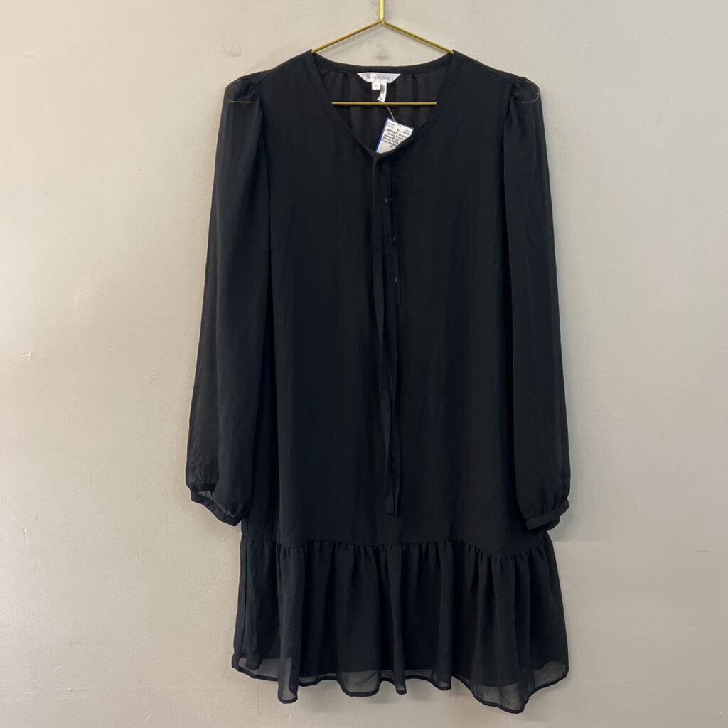 Draper James Black Long Sleeve Ruffle Hem Dress Medium