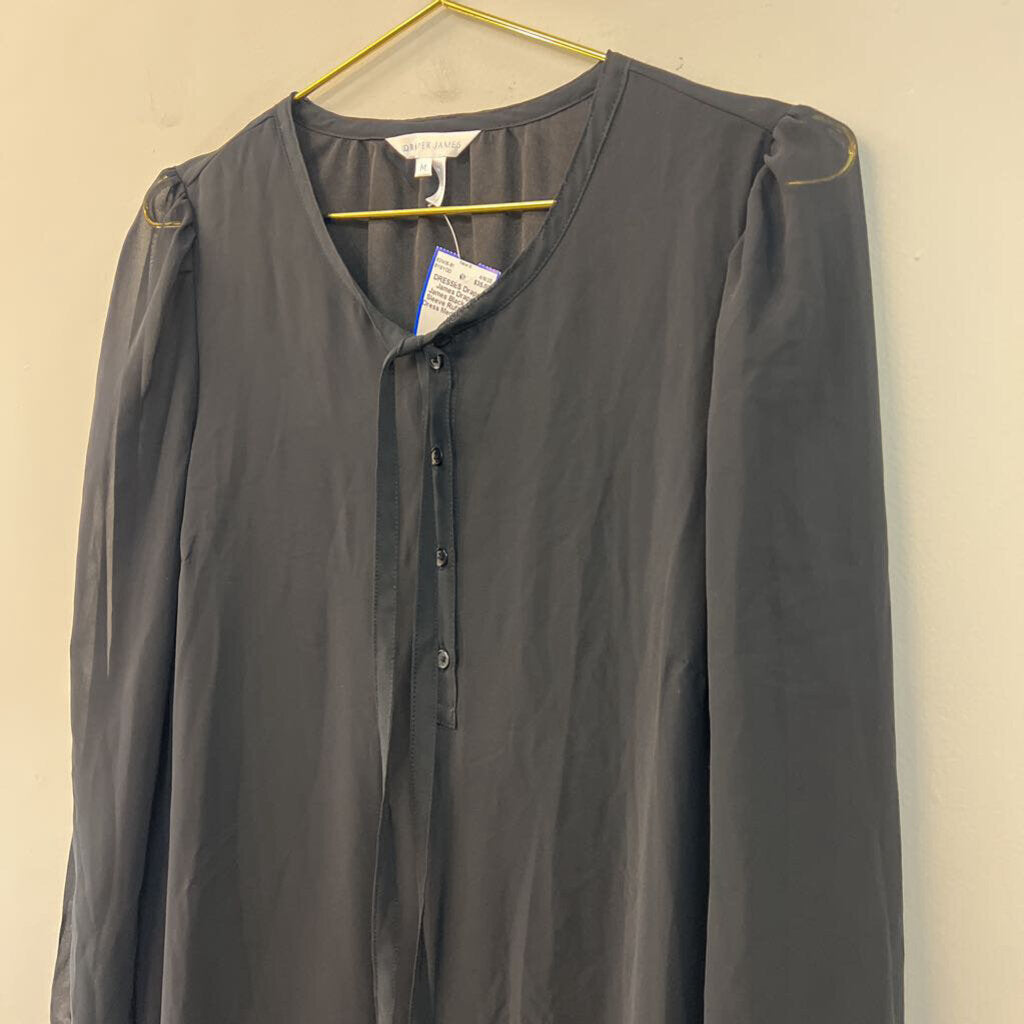 Draper James Black Long Sleeve Ruffle Hem Dress Medium
