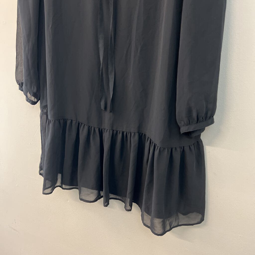 Draper James Black Long Sleeve Ruffle Hem Dress Medium