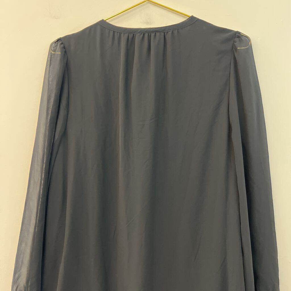 Draper James Black Long Sleeve Ruffle Hem Dress Medium