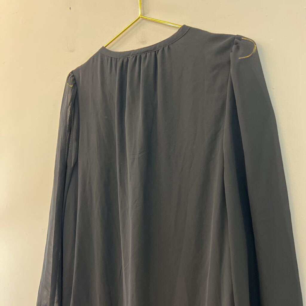 Draper James Black Long Sleeve Ruffle Hem Dress Medium