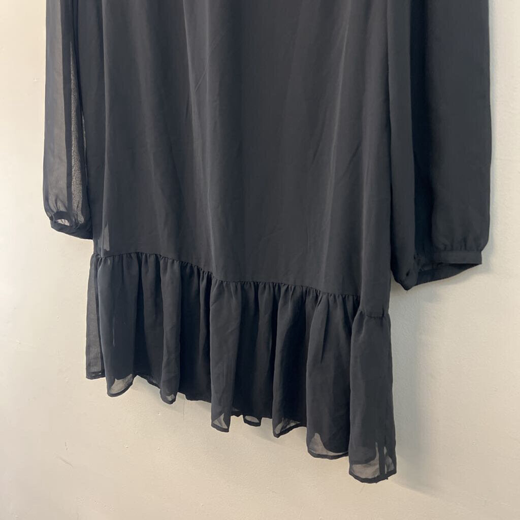 Draper James Black Long Sleeve Ruffle Hem Dress Medium