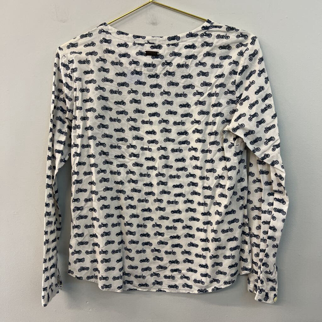 Barbour White/ Navy Vehicle Print Long Sleeve Top 6