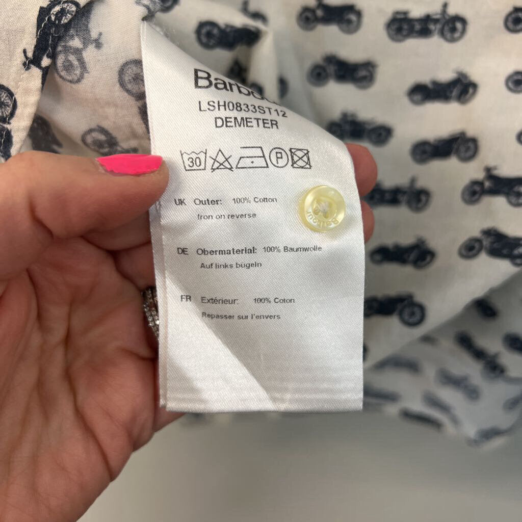 Barbour White/ Navy Vehicle Print Long Sleeve Top 6
