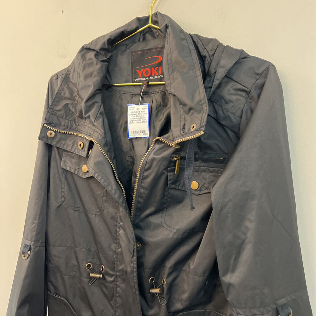 Yoki Outwear Collection Black Lightweight Rain Jacket Large