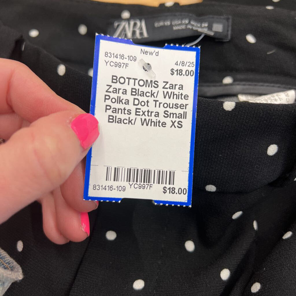Zara Black/ White Polka Dot Trouser Pants Extra Small