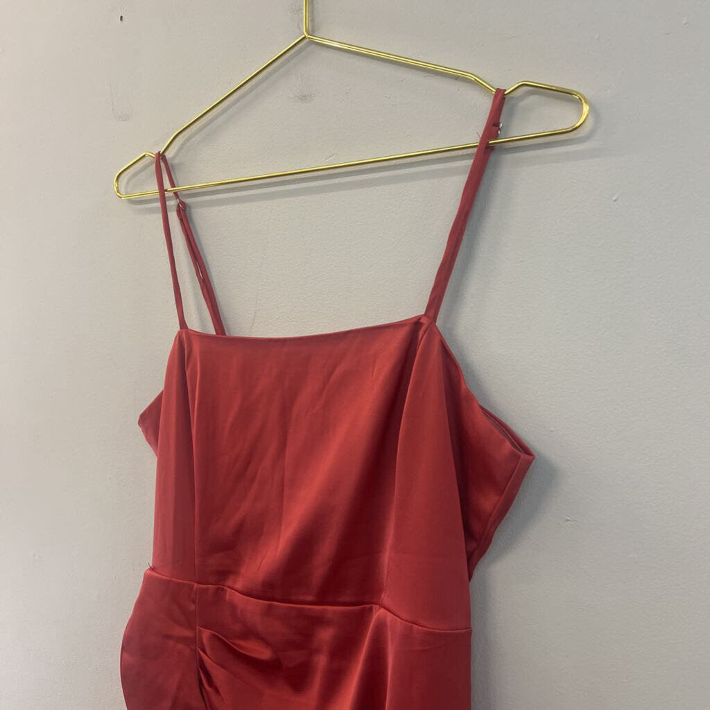 Lulus Orange Silky Ruffle Detail Dress Medium