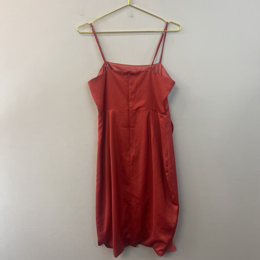 Lulus Orange Silky Ruffle Detail Dress Medium