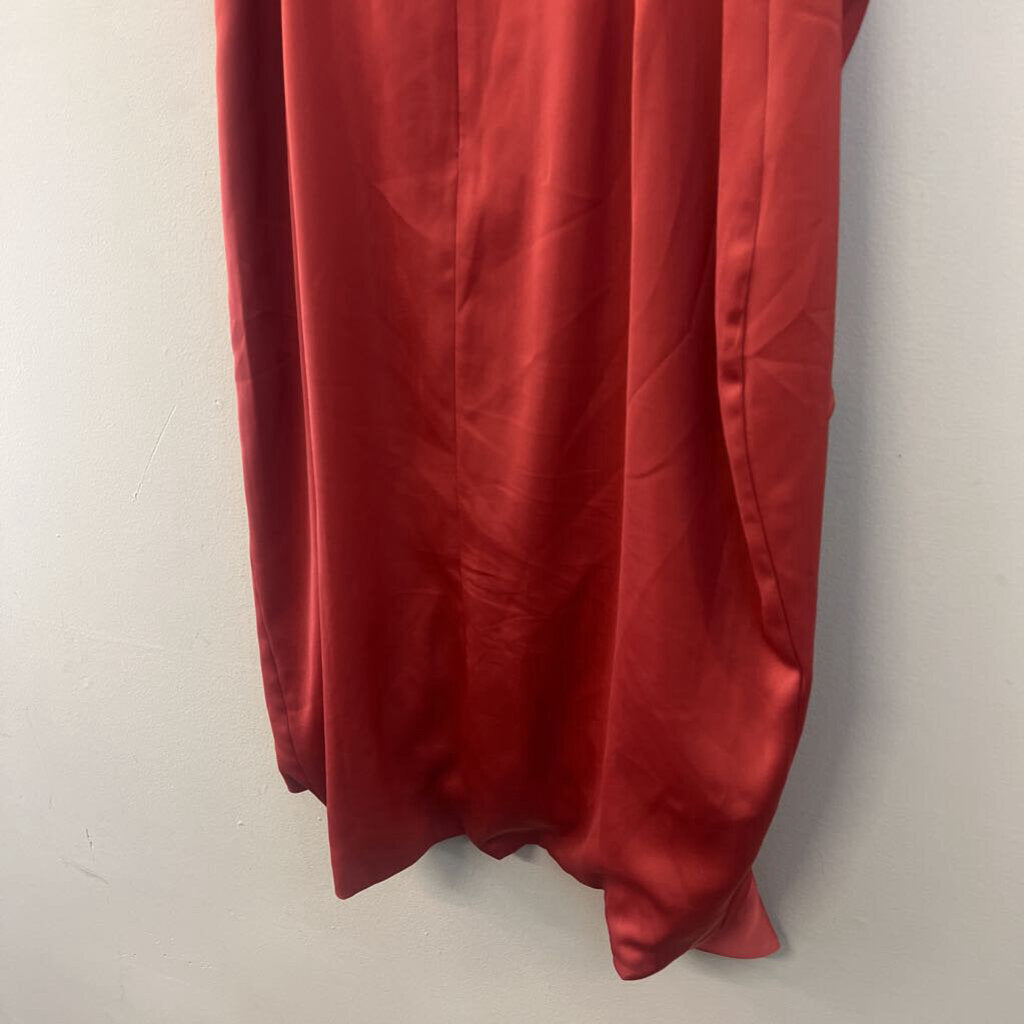 Lulus Orange Silky Ruffle Detail Dress Medium