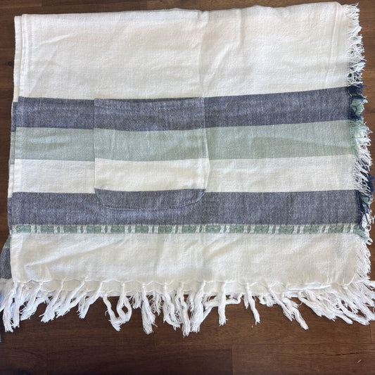 White/ Blue/ Mint Striped Scarf