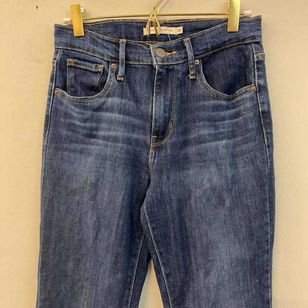 Levi Dark Wash 724 High Rise Straight Crop Jeans 26
