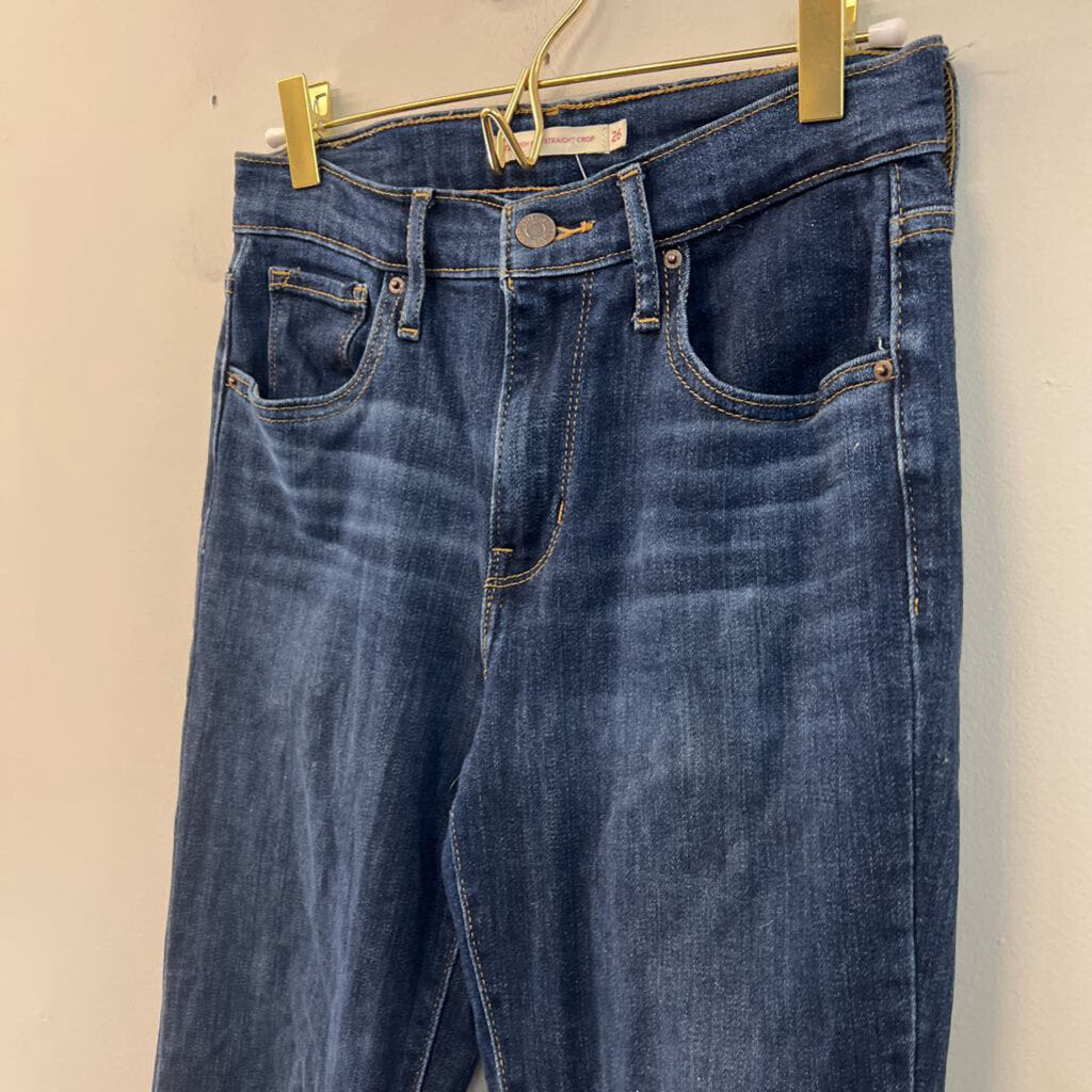 Levi Dark Wash 724 High Rise Straight Crop Jeans 26