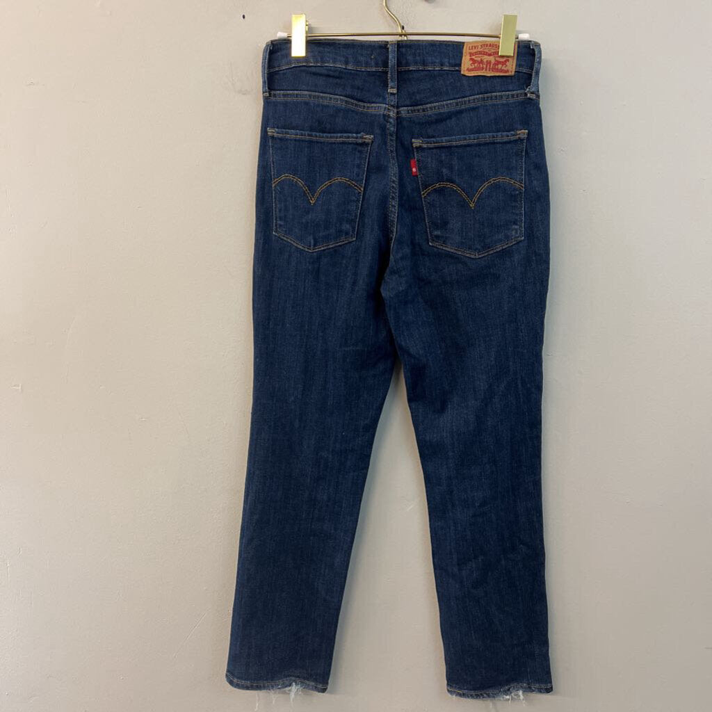 Levi Dark Wash 724 High Rise Straight Crop Jeans 26