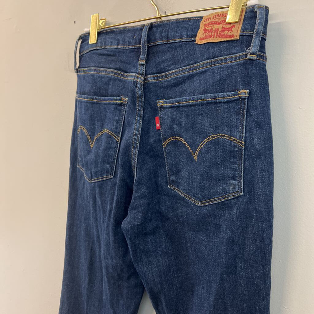 Levi Dark Wash 724 High Rise Straight Crop Jeans 26