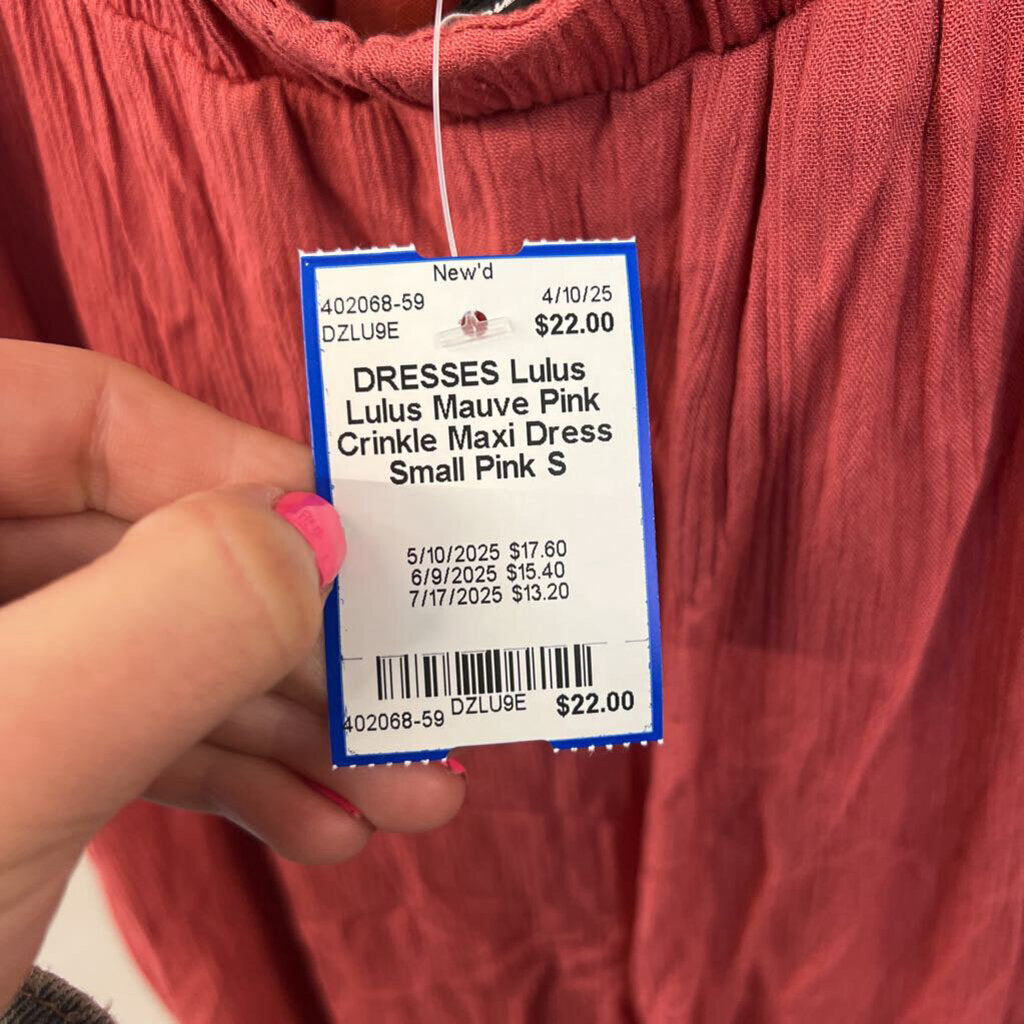 Lulus Mauve Pink Crinkle Maxi Dress Small