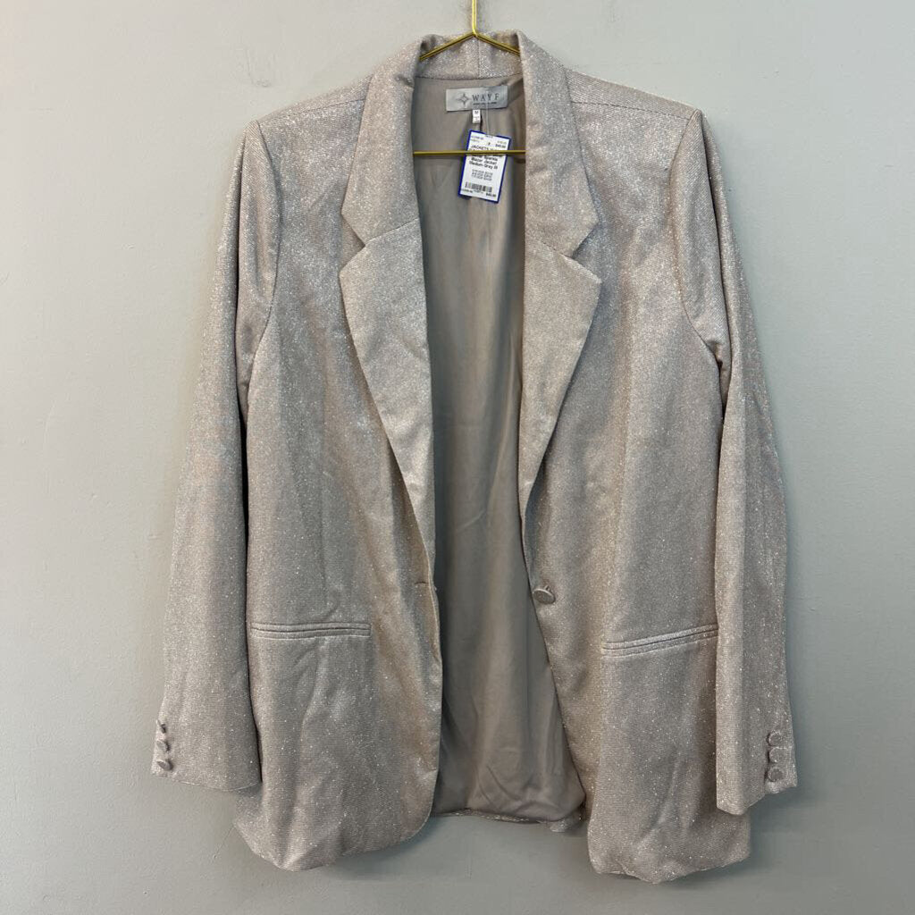 WAYF Grey/ Silver Glitter Sparkle Blazer Jacket Medium