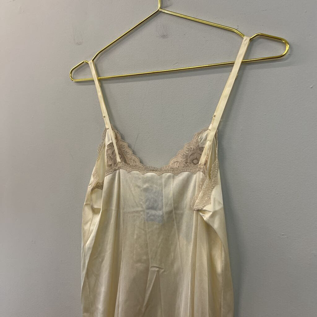 Vintage Vanity Fair Cream Silky Lace Slip Dress Small