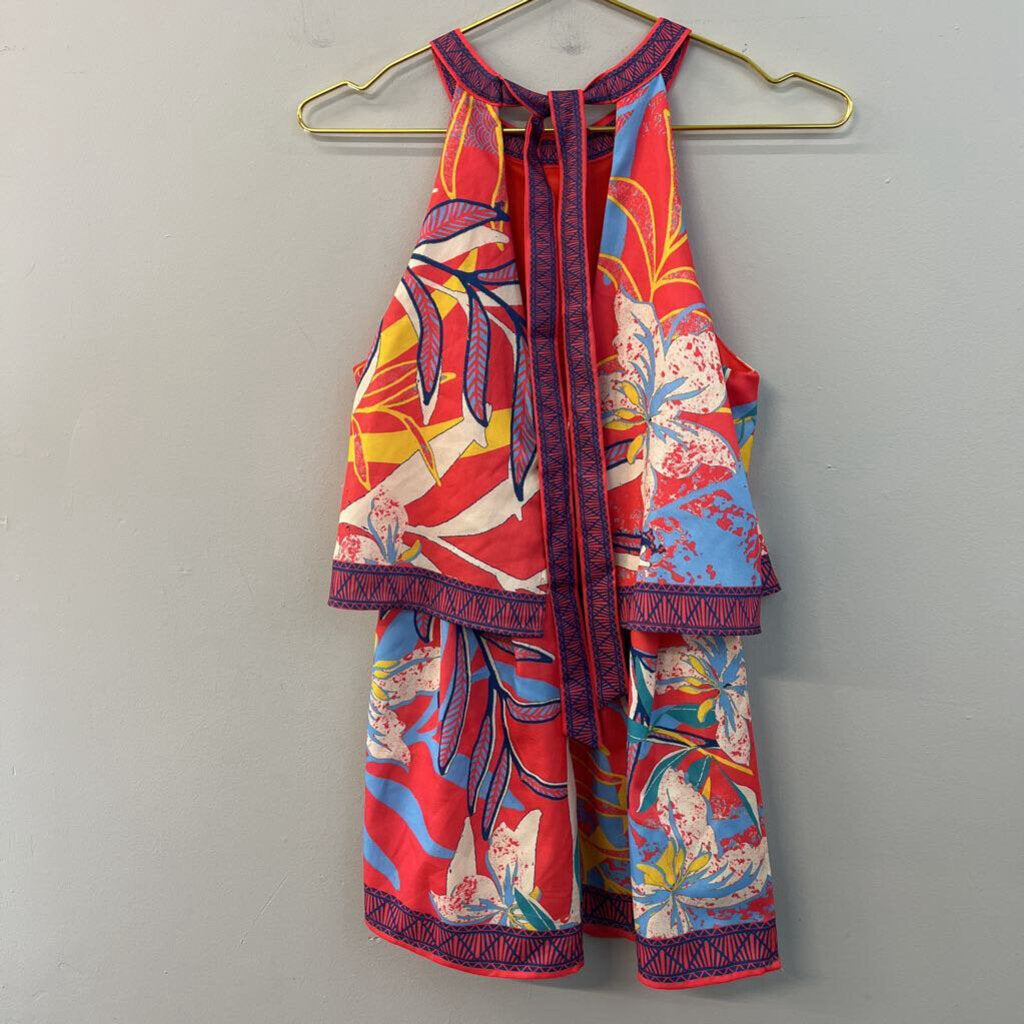 Flying Tomato Red/ Multi Print Romper Small