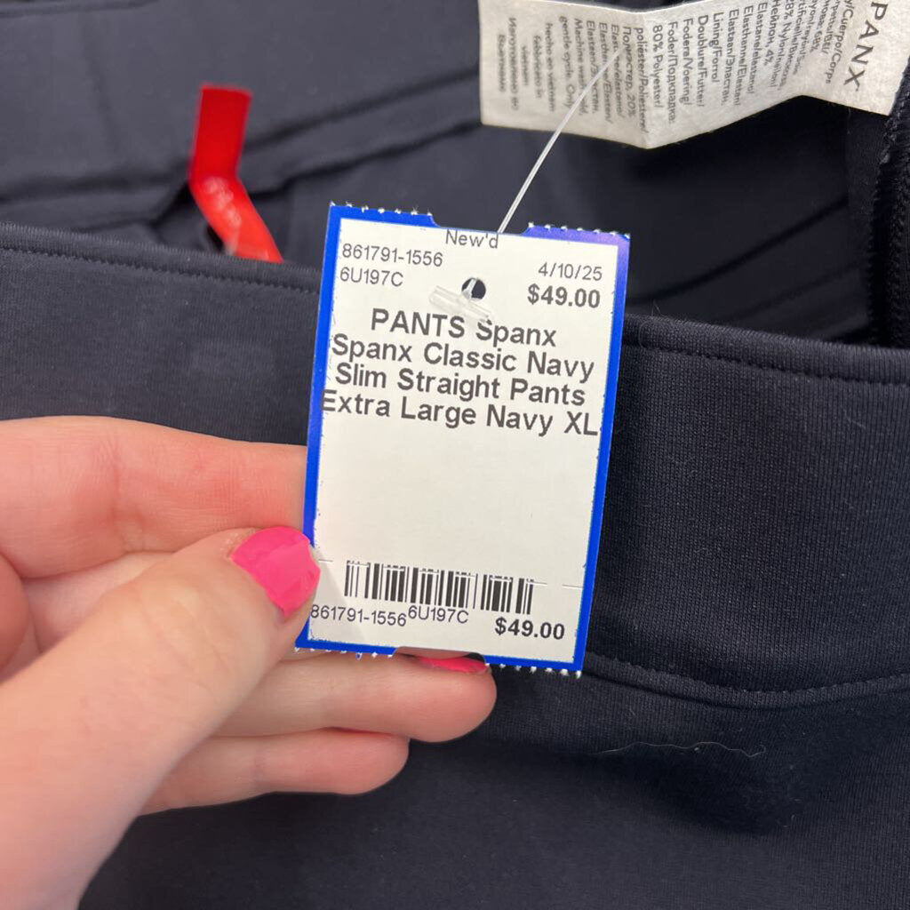 Spanx Classic Navy Slim Straight Pants Extra Large