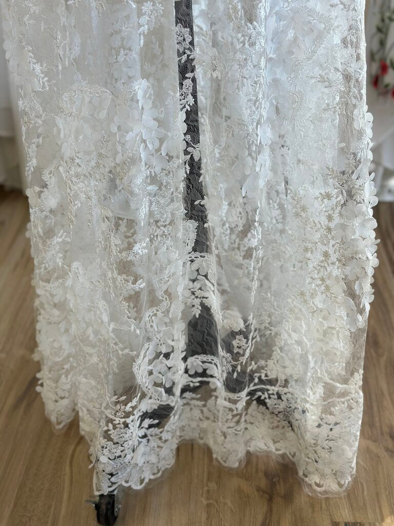 Dress The Population Ivory Lace/ 3D Flower Bridal Gown Large