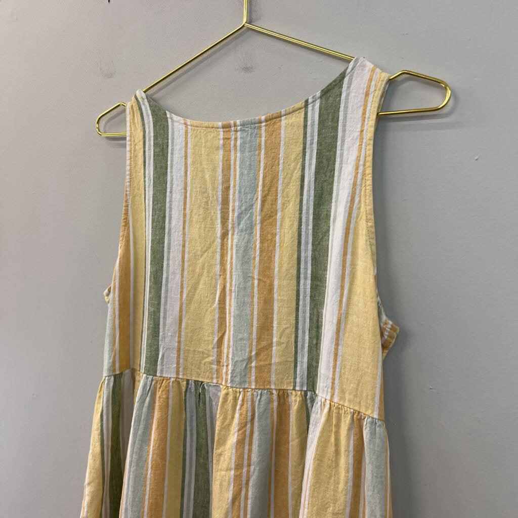 Croft and Barrow Yellow/ Multi Striped Tank Dress Medium Petite