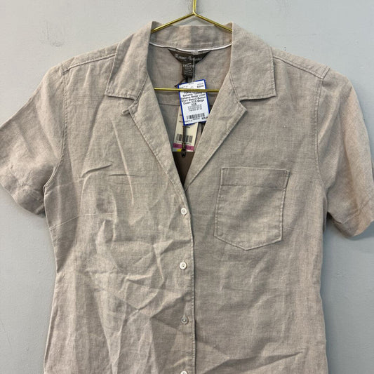 Tommy Bahama Beige Linen Short Sleeve Button Down XXS