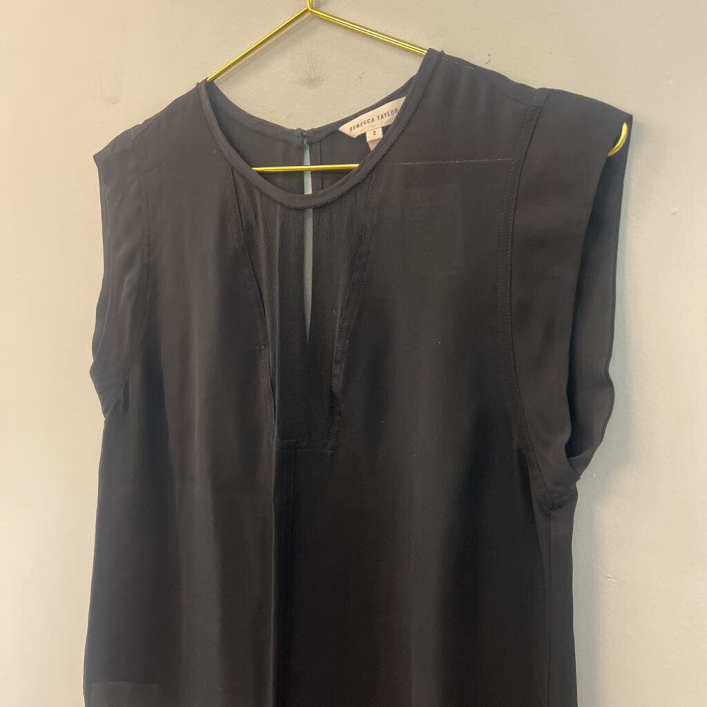 Rebecca Taylor Black Sheer Detail Tank Top 2