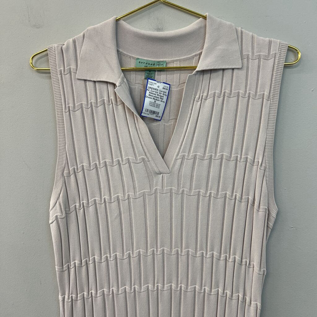 Current Air Grey Ribbed Striped Sleeveless Midi Dress Medium