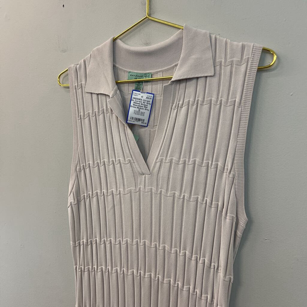 Current Air Grey Ribbed Striped Sleeveless Midi Dress Medium